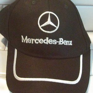 black mercedes hat with white embroidery